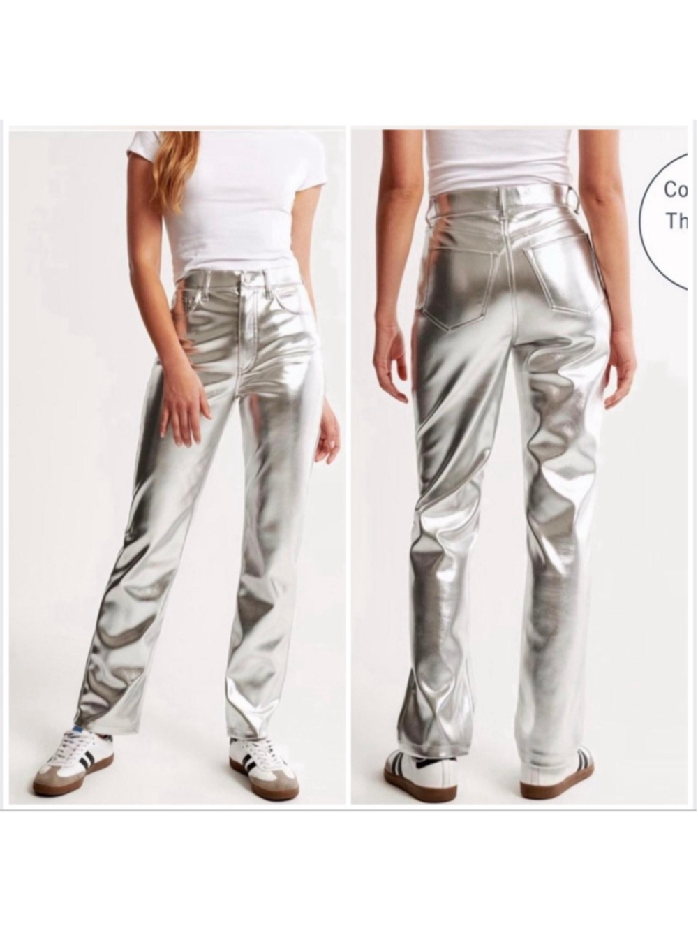 NWOT Abercrombie & Fitch Straight Leg Pants Size 0 25 Liquid Silver